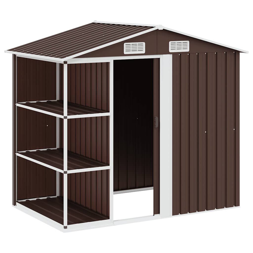 Gartenhaus mit Regal Grau 205x130x183 cm Eisen
