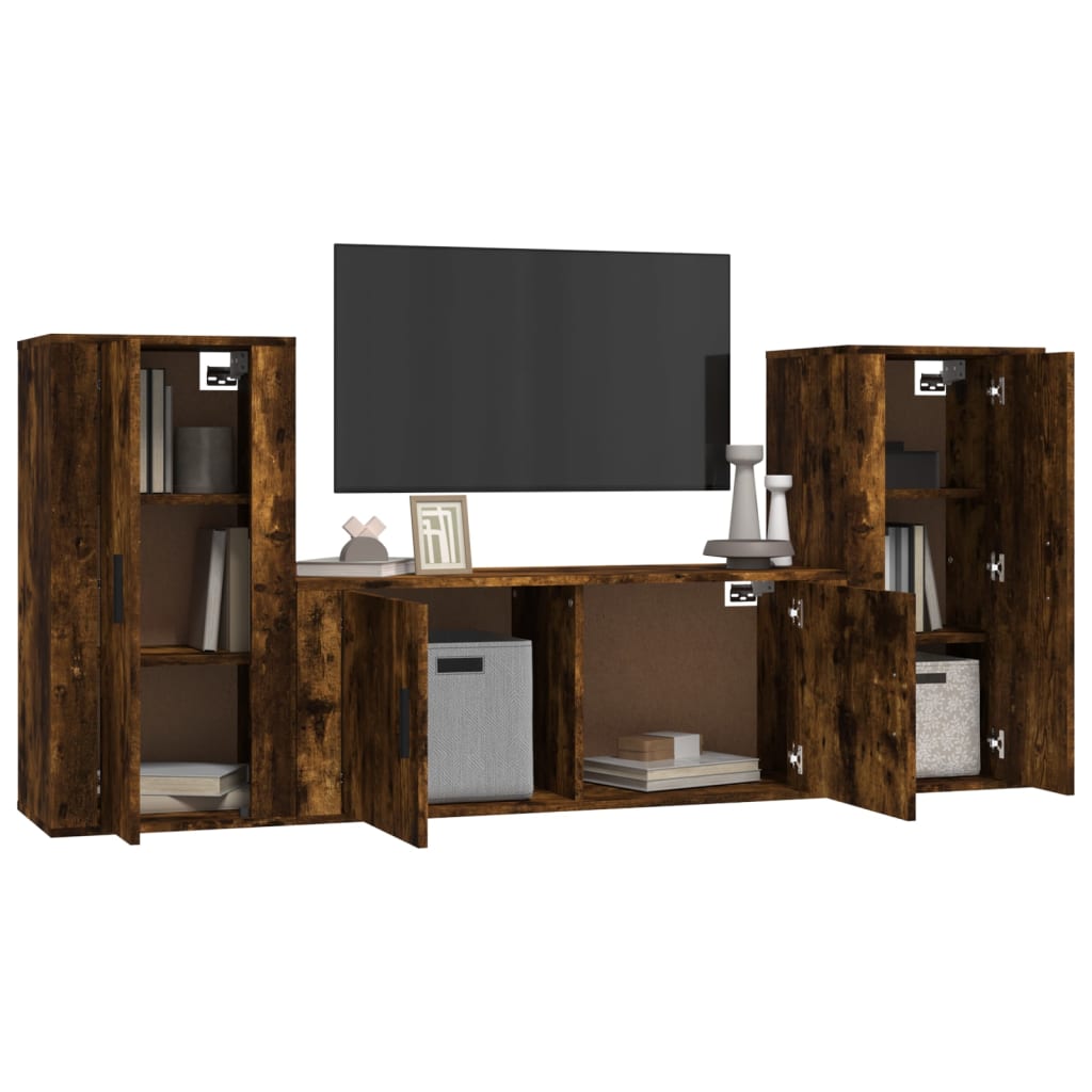 3-tlg. TV-Schrank-Set Weiß Holzwerkstoff