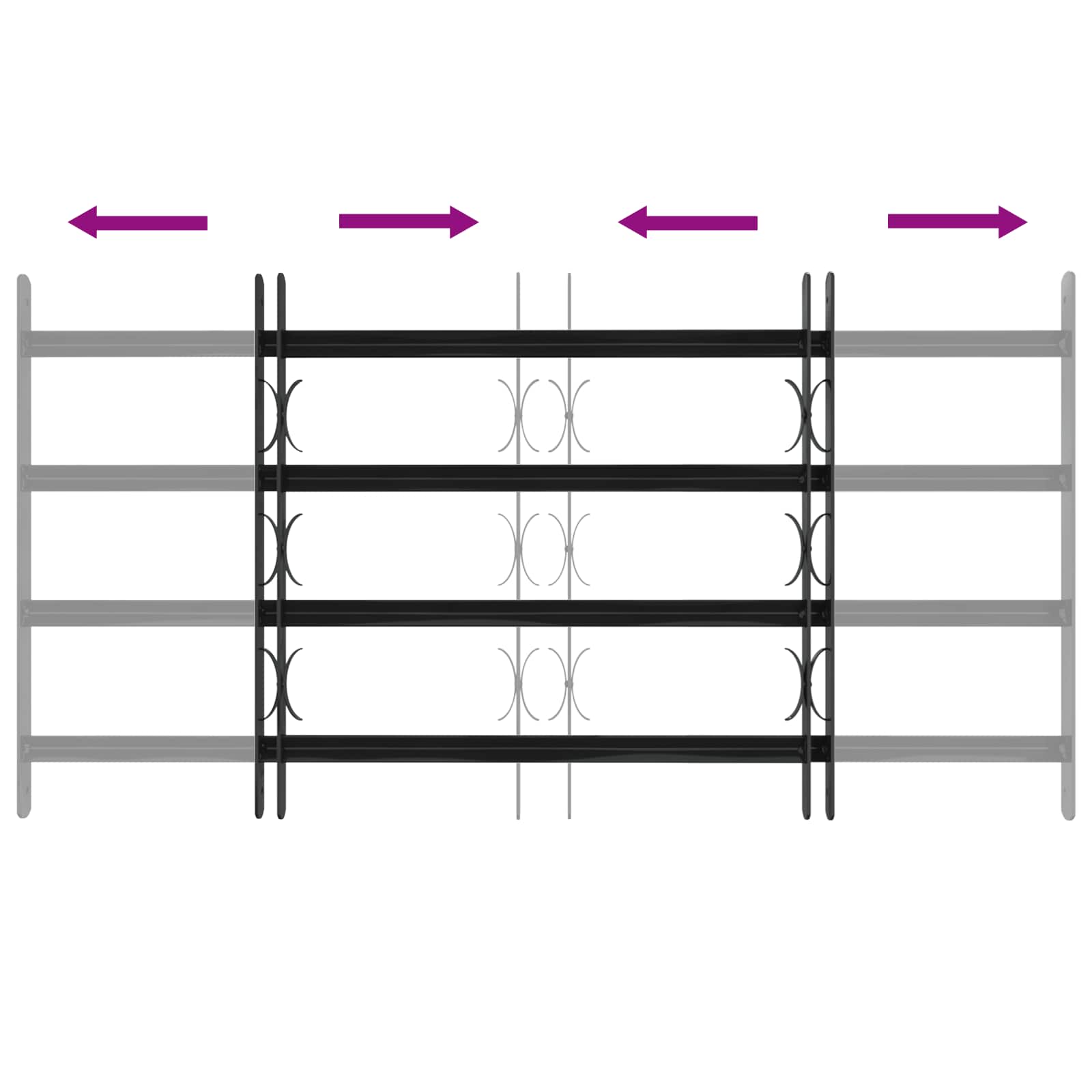 Fenstergitter 76 x 30 cm Pulverbeschichteter Stahl Schwarz