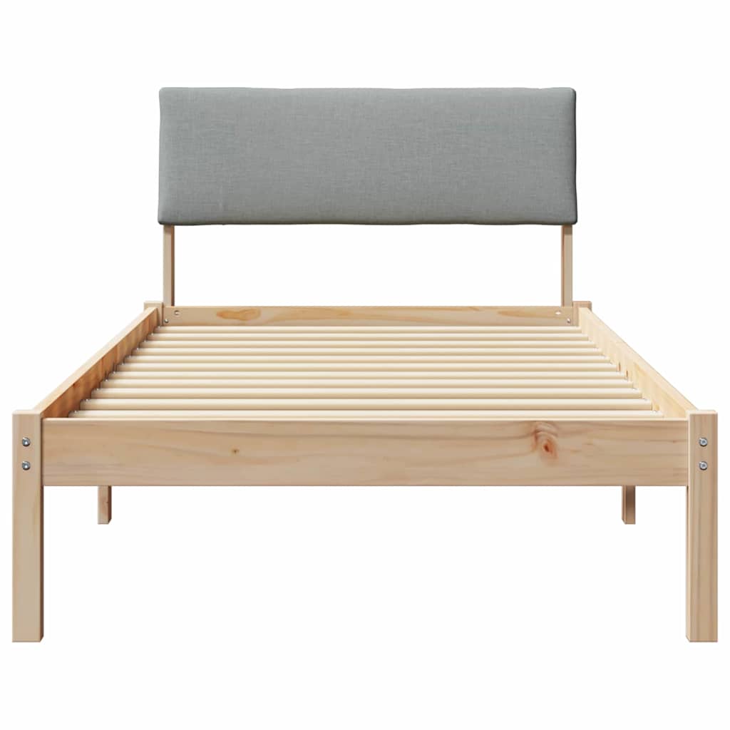 Bettgestell Braun und hellgrau 200 x 200 cm Massivholz Kiefer