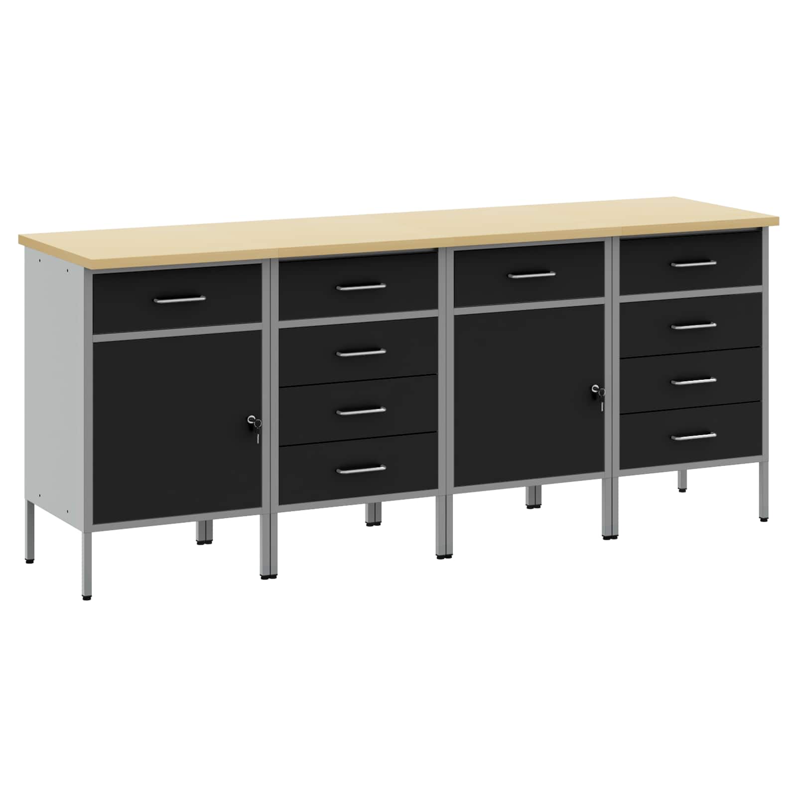 Werkbank mit Schubladen 2 pcs Rot und Grau 100 x 55 x 85 cm