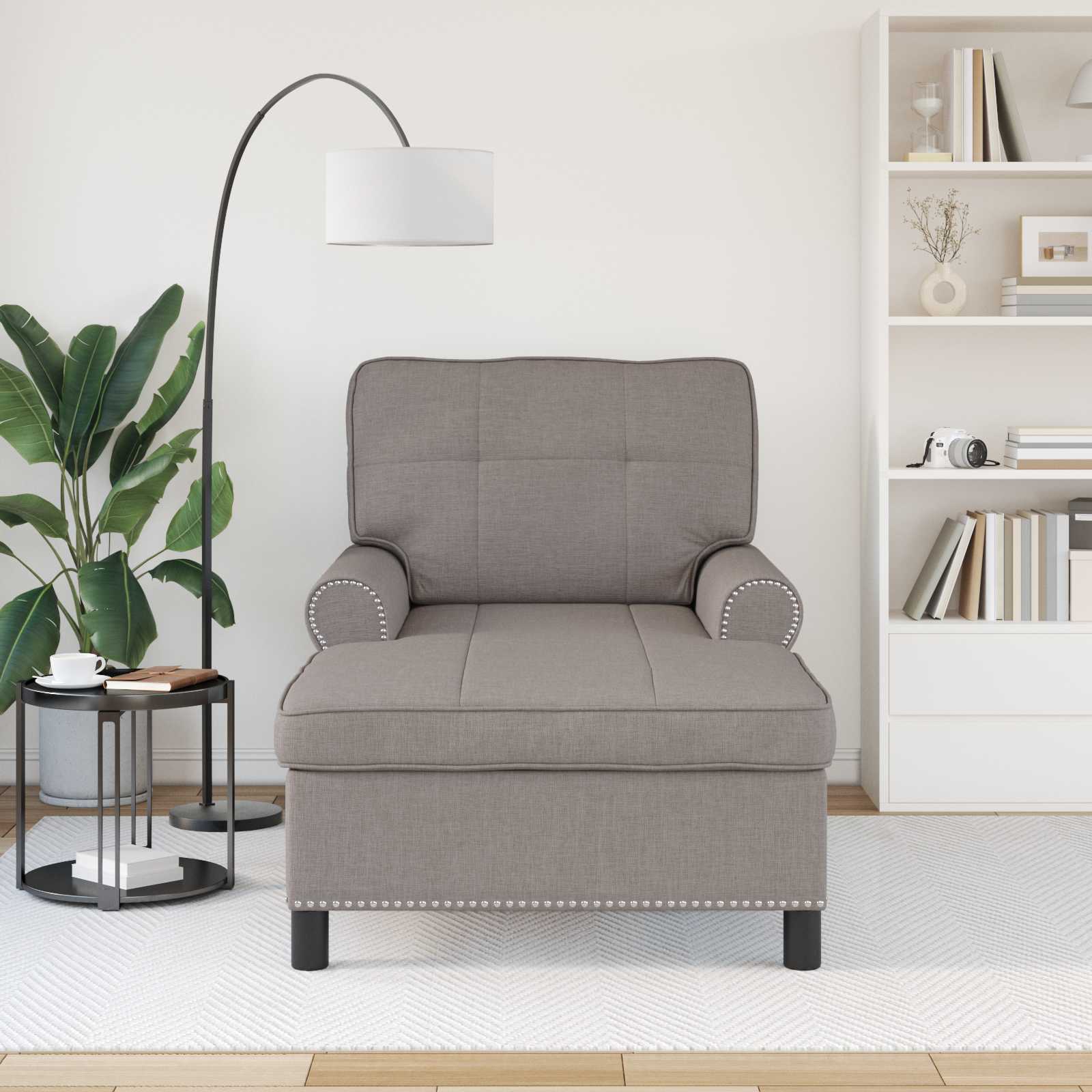 Lounge-Liege mit Kissen Hellgrau 91 x 157 x 91 cm Stoff