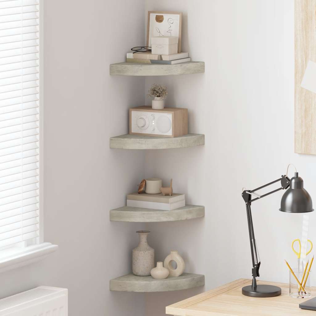 Schwebende Eckregale 2 Stk. Hochglanz-Weiß 25x25x3,8 cm MDF