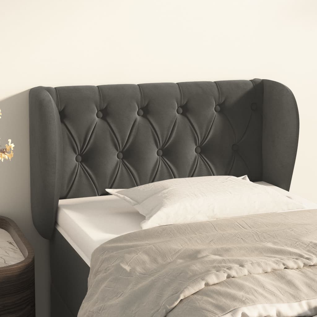 Kopfteil mit Ohren Dunkelblau 93x23x78/88 cm Samt