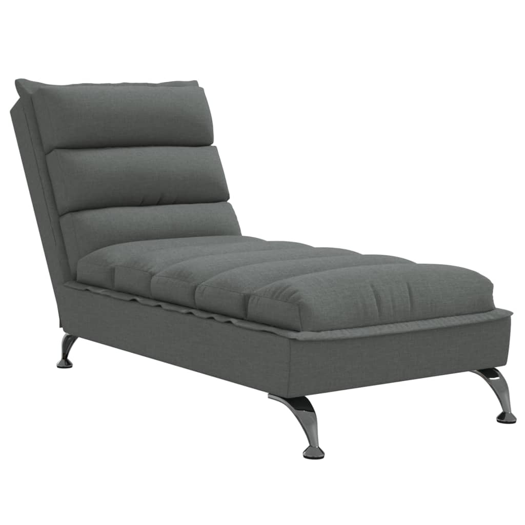 Chaiselongue mit Kissen Hellgrau Stoff