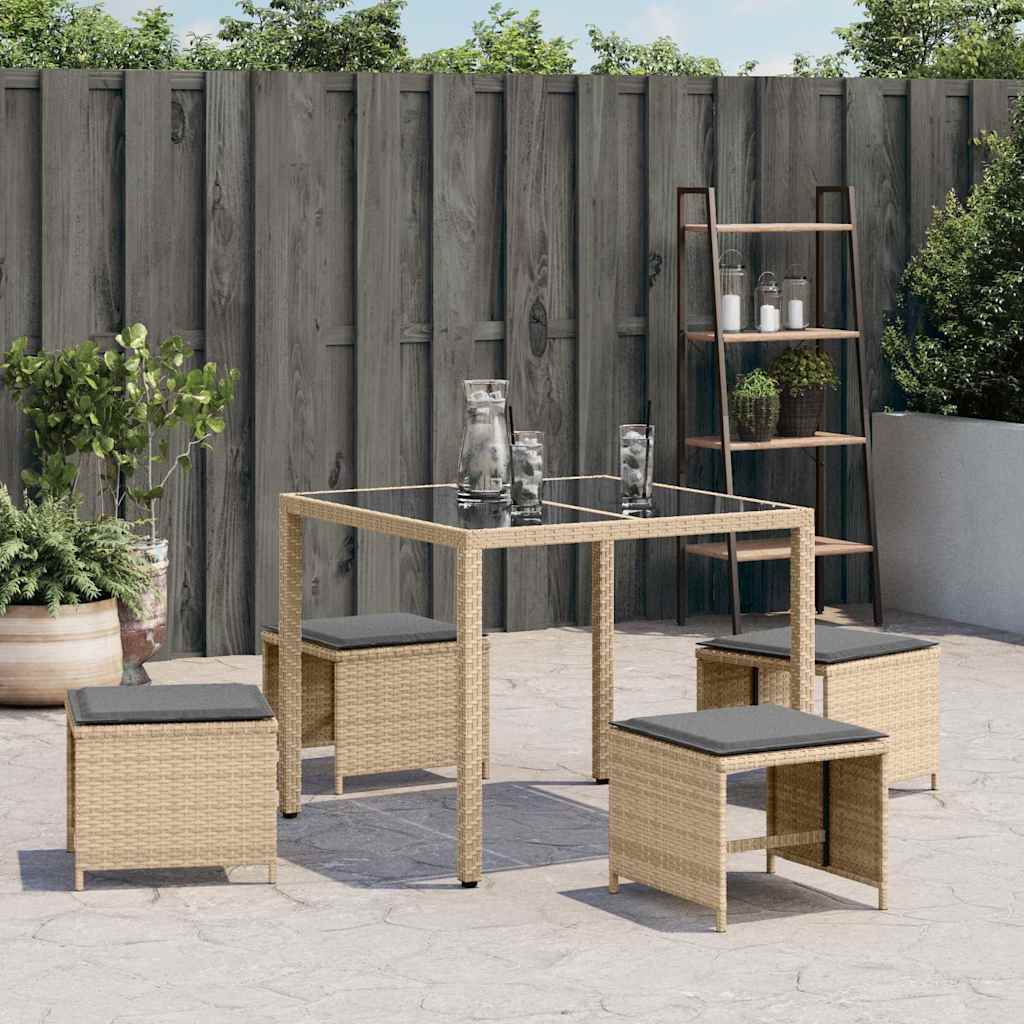 Gartenhocker mit Kissen 4 Stk. Schwarz 41x41x36 cm Poly Rattan