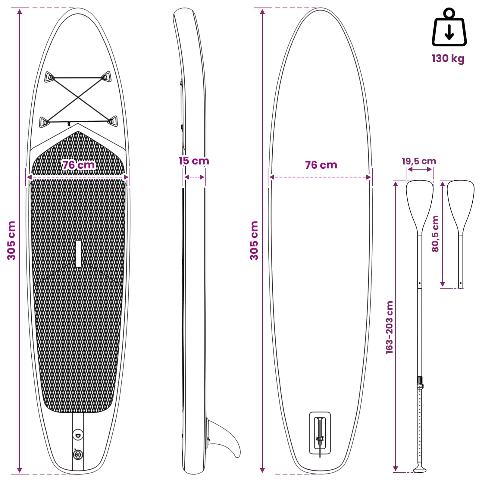 SUP Board mit Sitz 2-in-1 POSEIDON 305 x 76 x 15 cm Grün für