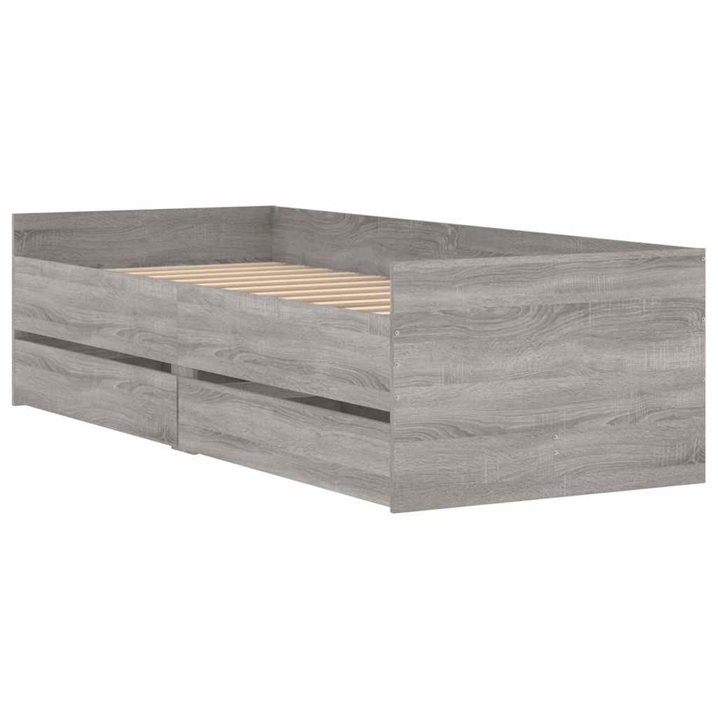 Bett mit Schubladen Braun Eiche-Optik 75x190 cm