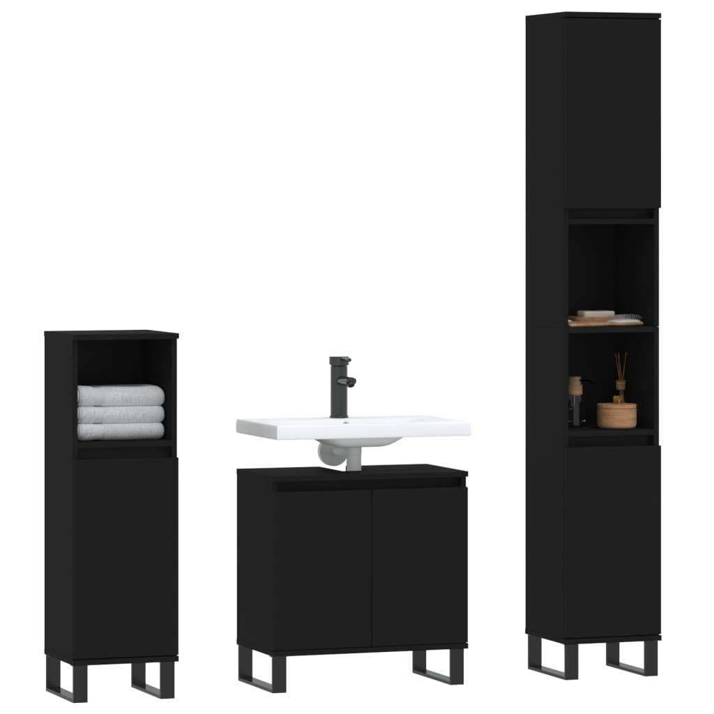 3-tlg. Badmöbel-Set Räuchereiche Holzwerkstoff