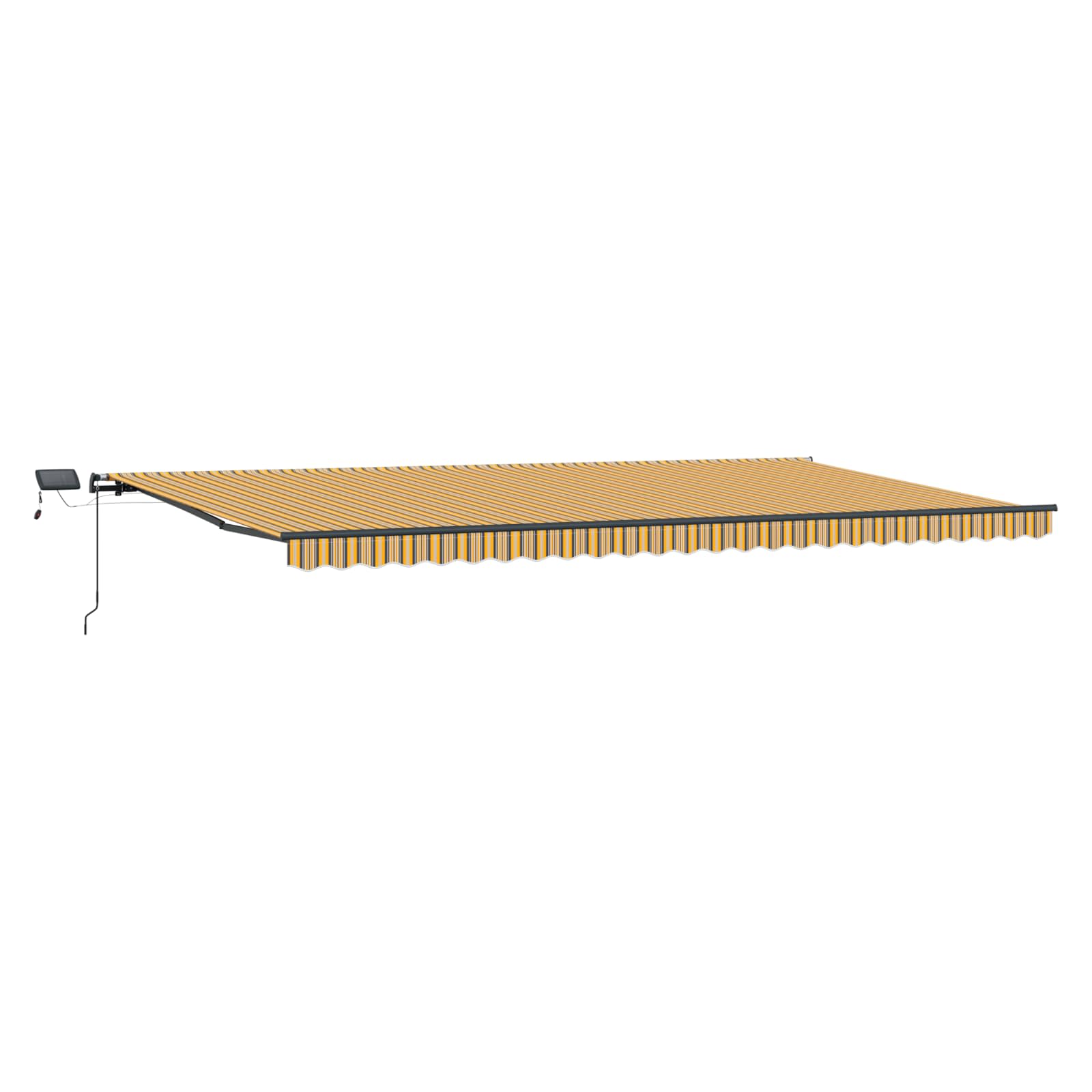 Markise Manuell Einziehbar mit LED 300x250 cm Blau und Weiß
