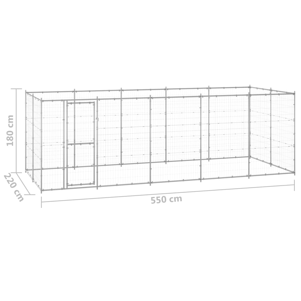 Outdoor-Hundezwinger mit Überdachung Stahl 7,26 m²
