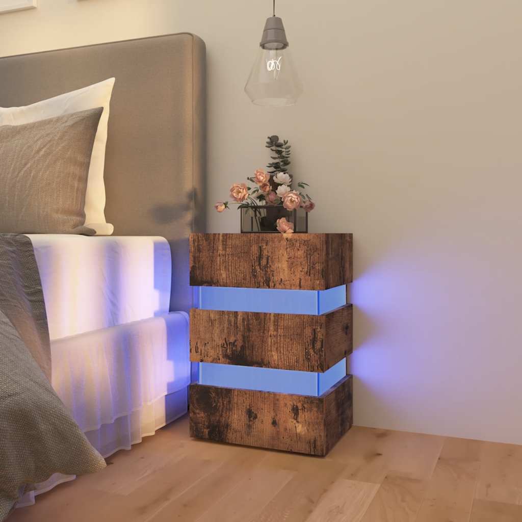 LED-Nachttisch Weiß 45x35x67 cm Holzwerkstoff
