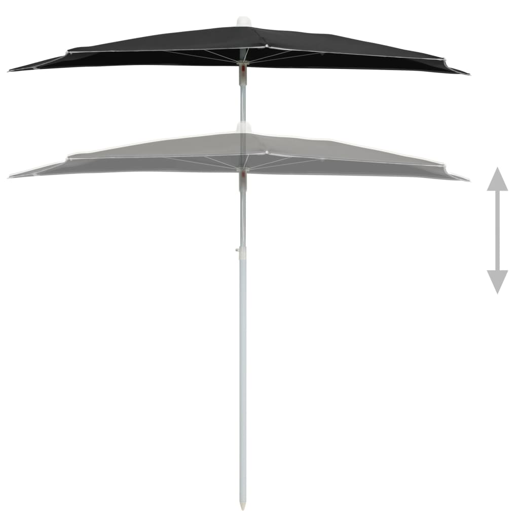 Halb-Sonnenschirm mit Mast 180x90 cm Anthrazit