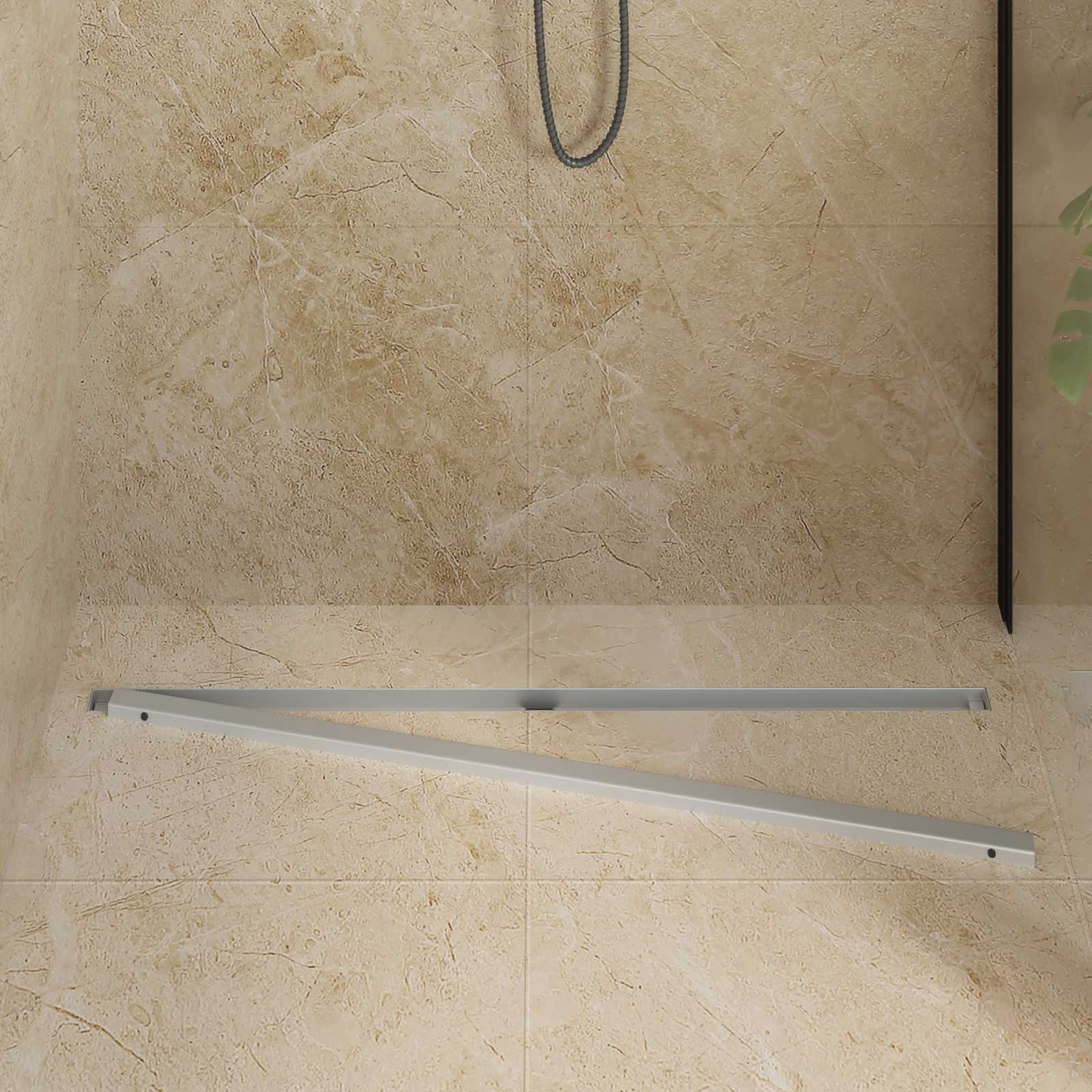 360° Duschablauf mit slim Modell Silber 50 cm Edelstahl 304