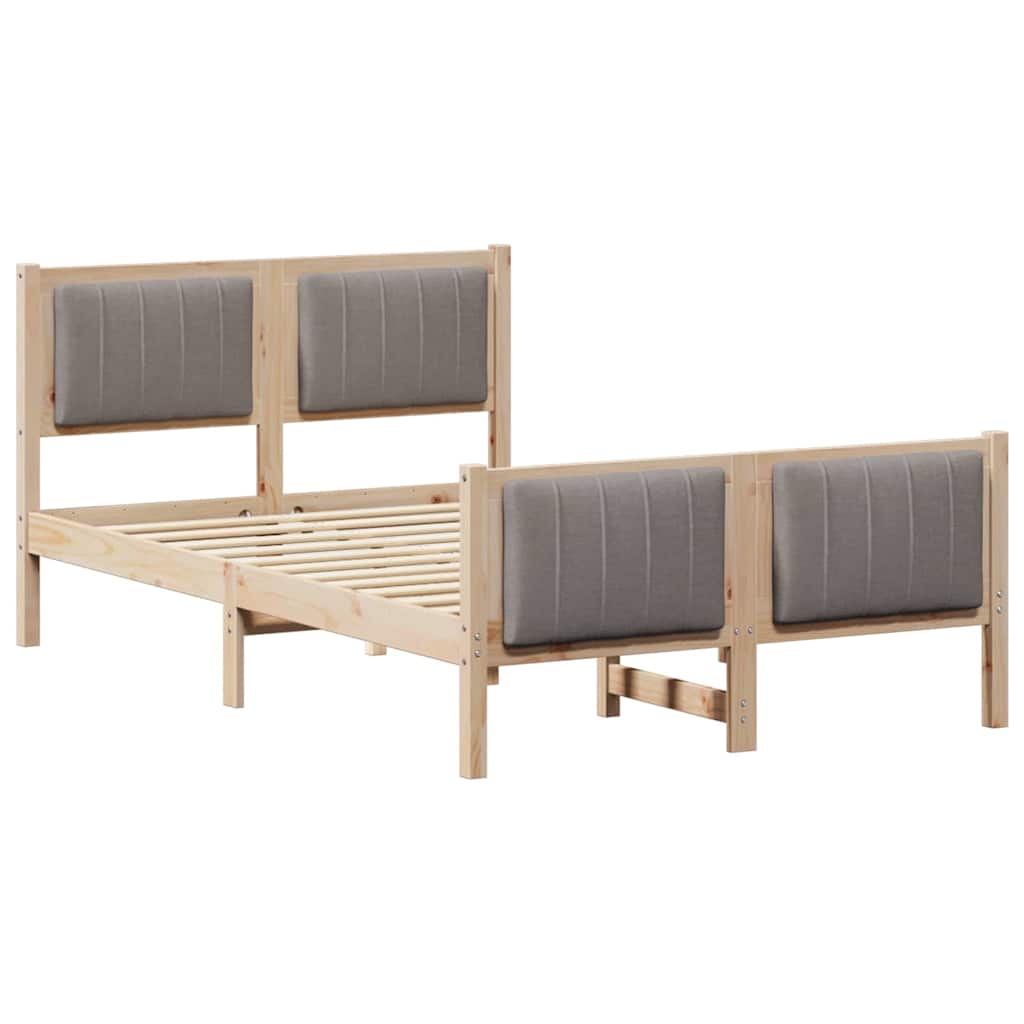 Bettgestell Braun und hellgrau 200 x 200 cm Massivholz Kiefer