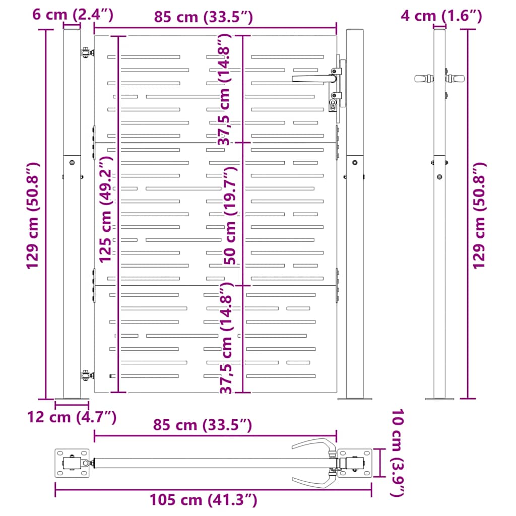 Gartentor 100x75 cm Cortenstahl Quadratisches Design