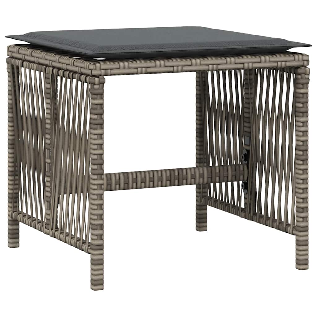 Gartenhocker mit Kissen 4 Stk. Schwarz 41x41x36 cm Poly Rattan