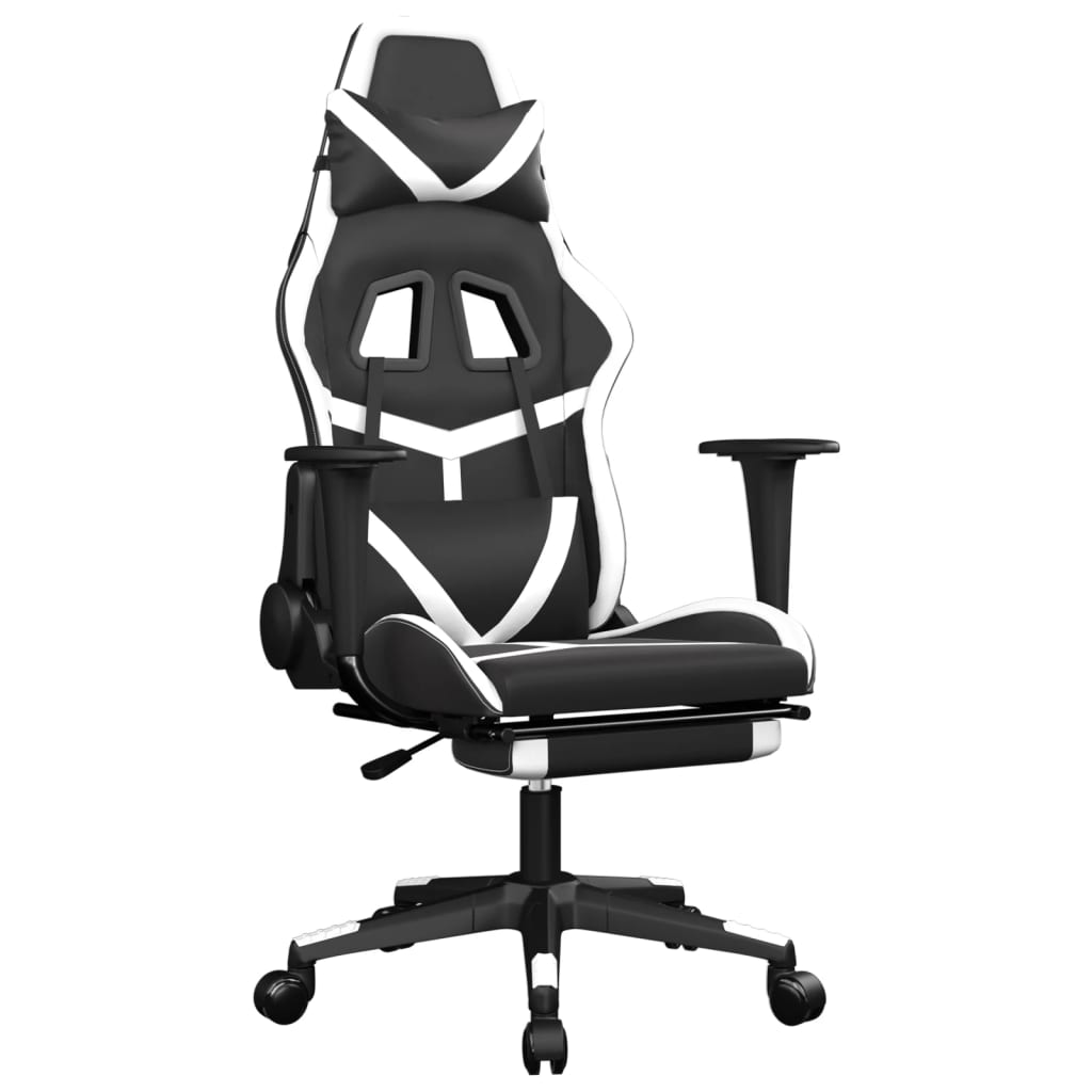 Gaming-Stuhl mit Massagefunktion Schwarz und Grün Kunstleder