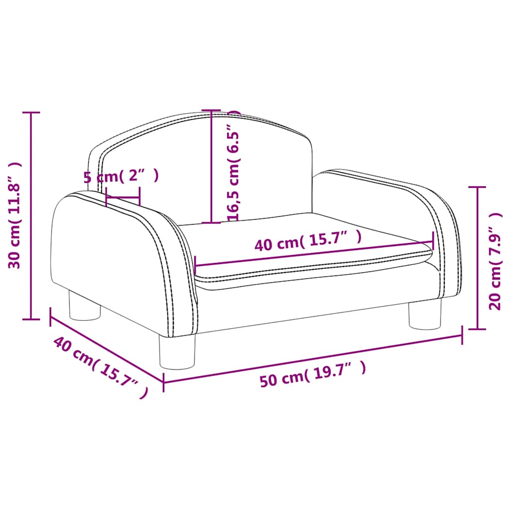 Kindersofa Schwarz 70x45x30 cm Kunstleder