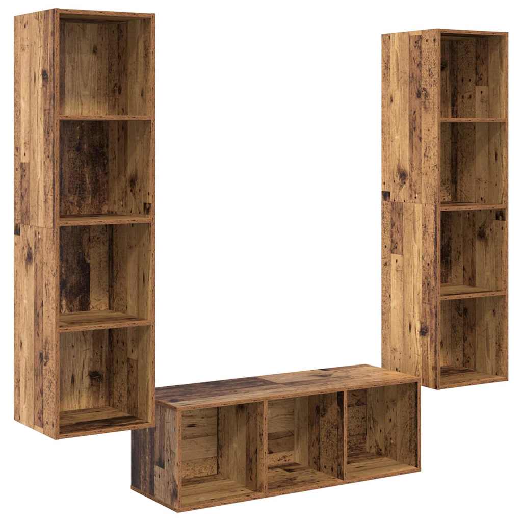 3-tlg. TV-Schrank-Set Weiß Holzwerkstoff