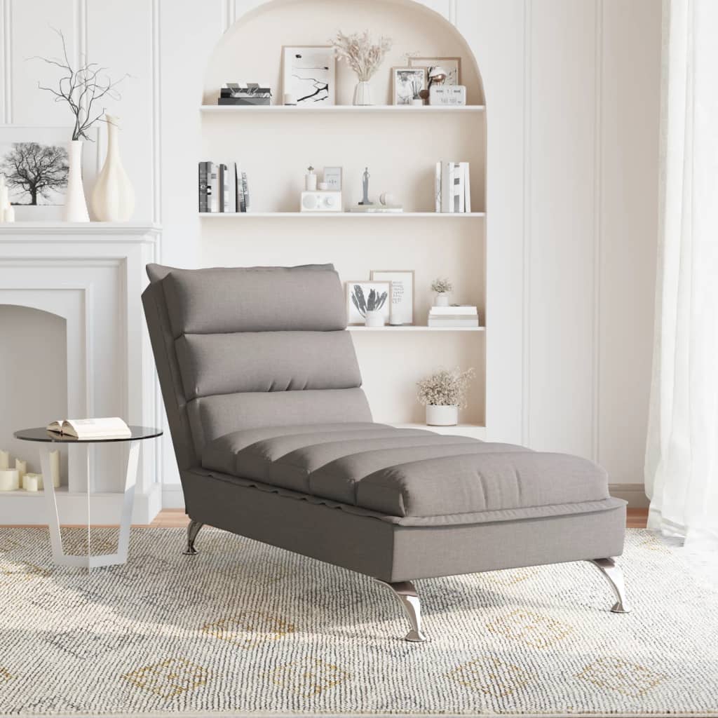 Chaiselongue mit Kissen Hellgrau Stoff