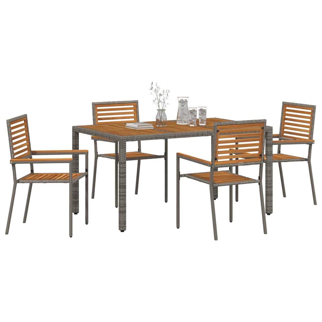 Garten Essgruppe 3 pcs Schwarz und Braun Poly-Rattan