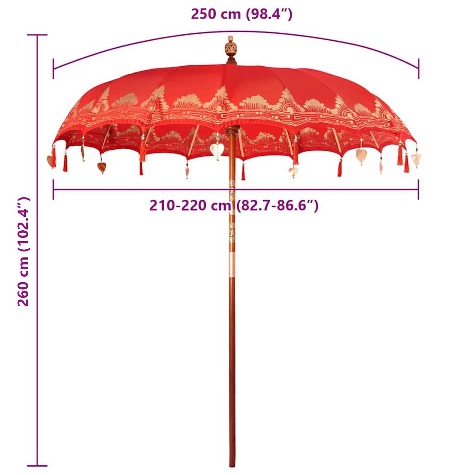 Balinesischer Sonnenschirm Creme 185 x 185 x 260 cm