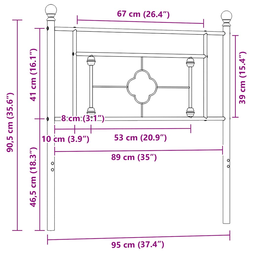 Ersatz-Kopfteil Metall Schwarz 100 cm