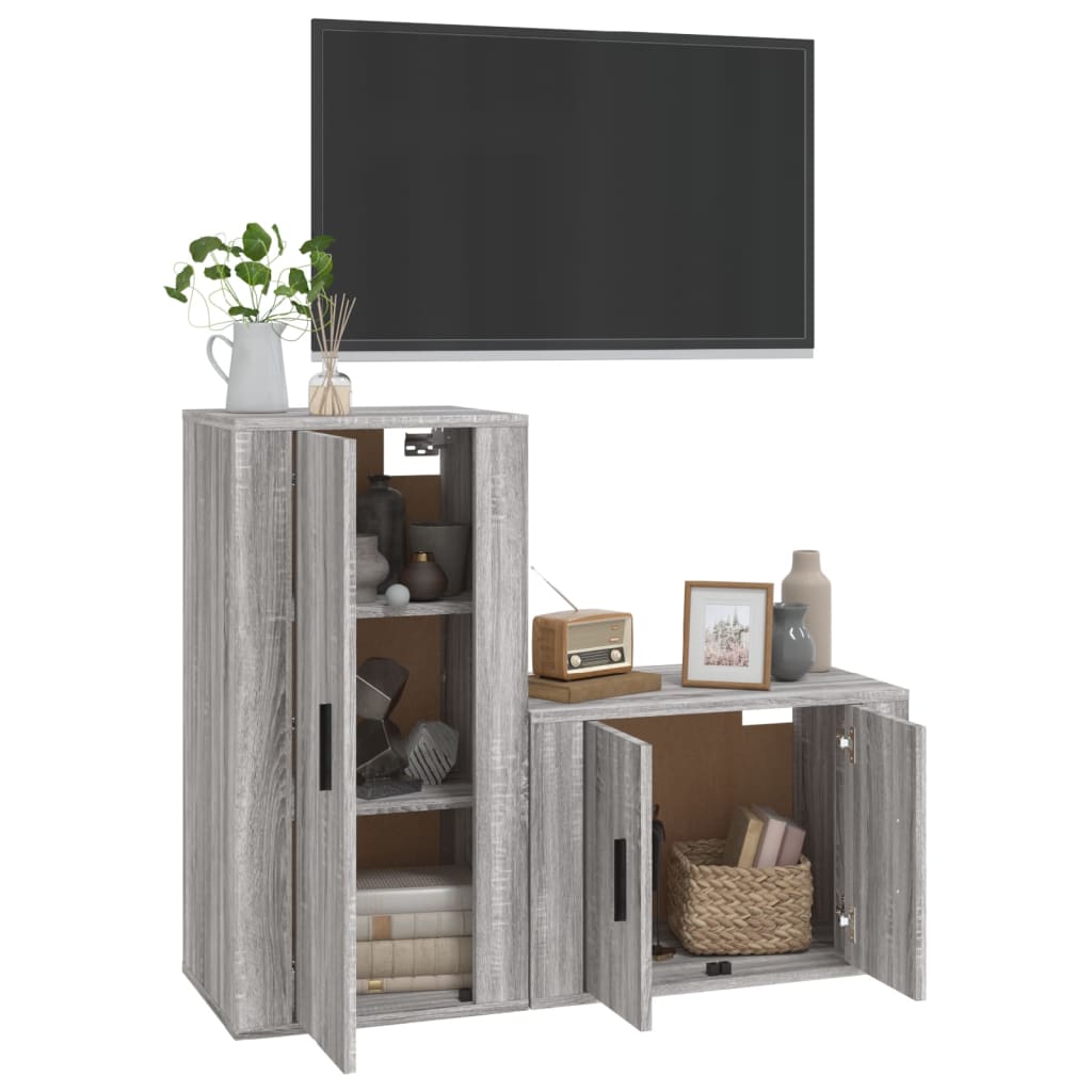 2-tlg. TV-Schrank-Set Weiß Holzwerkstoff