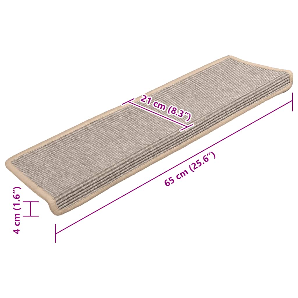 Stufenmatten 15 Stk. 65x21x4 cm Dunkelbeige Rechteckiger Rand