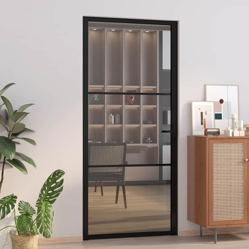 Innentür ESG Glas und Aluminium 76x201,5 cm Schwarz
