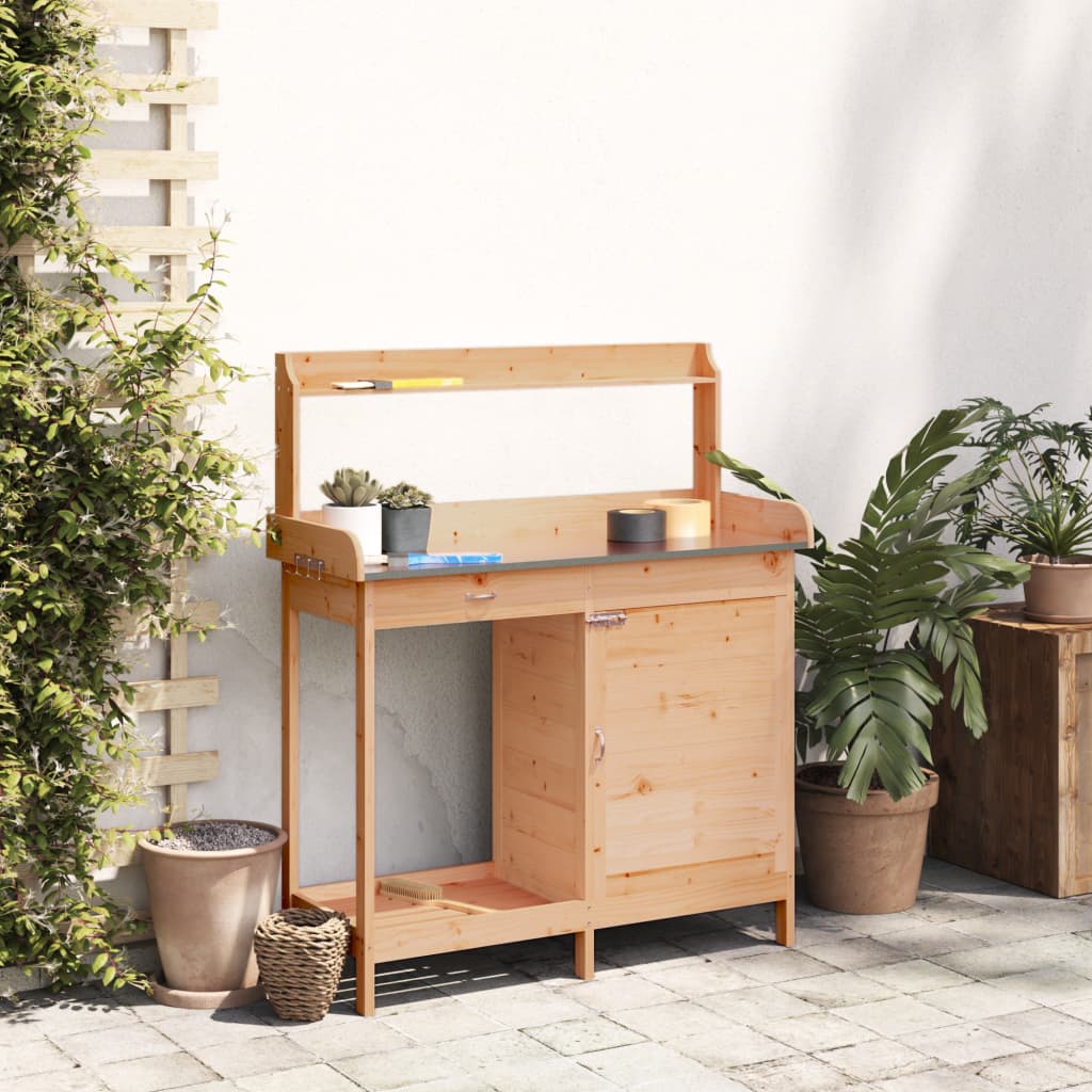 Pflanztisch mit Schrank 110,5x45x124,5 cm Massivholz Tanne
