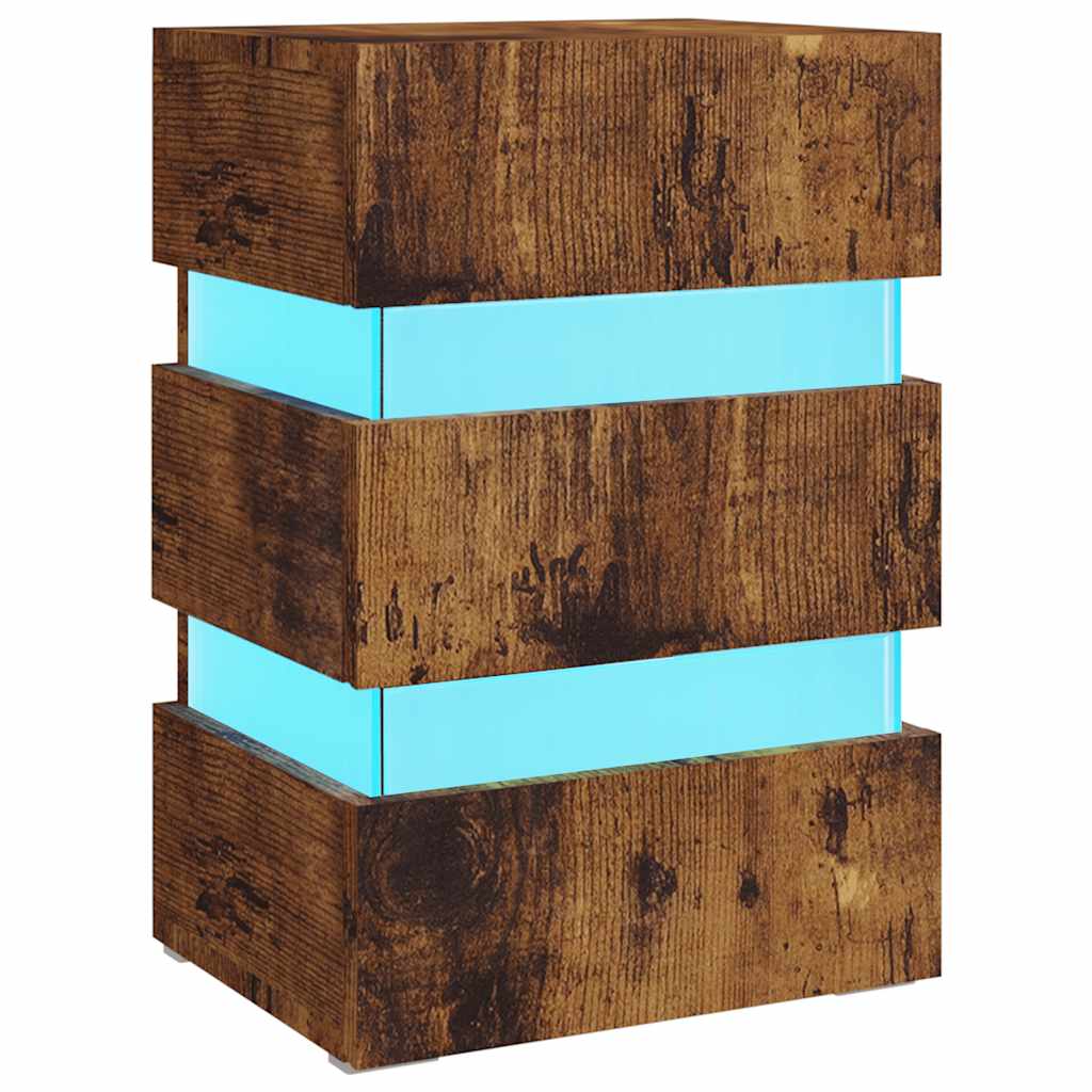 LED-Nachttisch Weiß 45x35x67 cm Holzwerkstoff