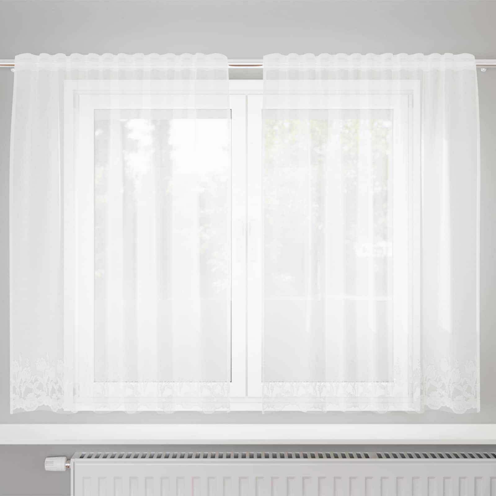 Spitzenvorhang mit Vorhängen Floral Weiß 80 x 150 cm Polyester