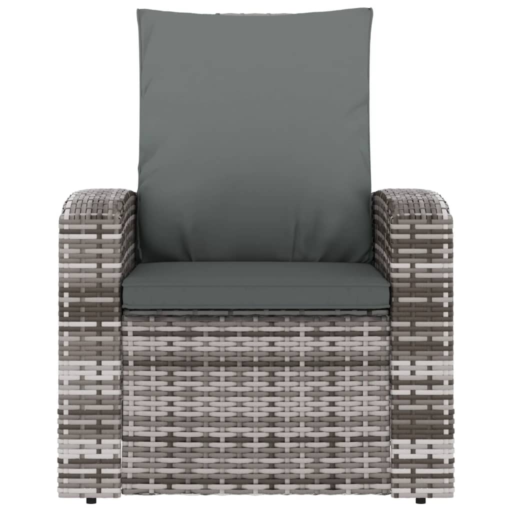 Gartensessel Verstellbar mit Kissen Hellbraun Poly Rattan
