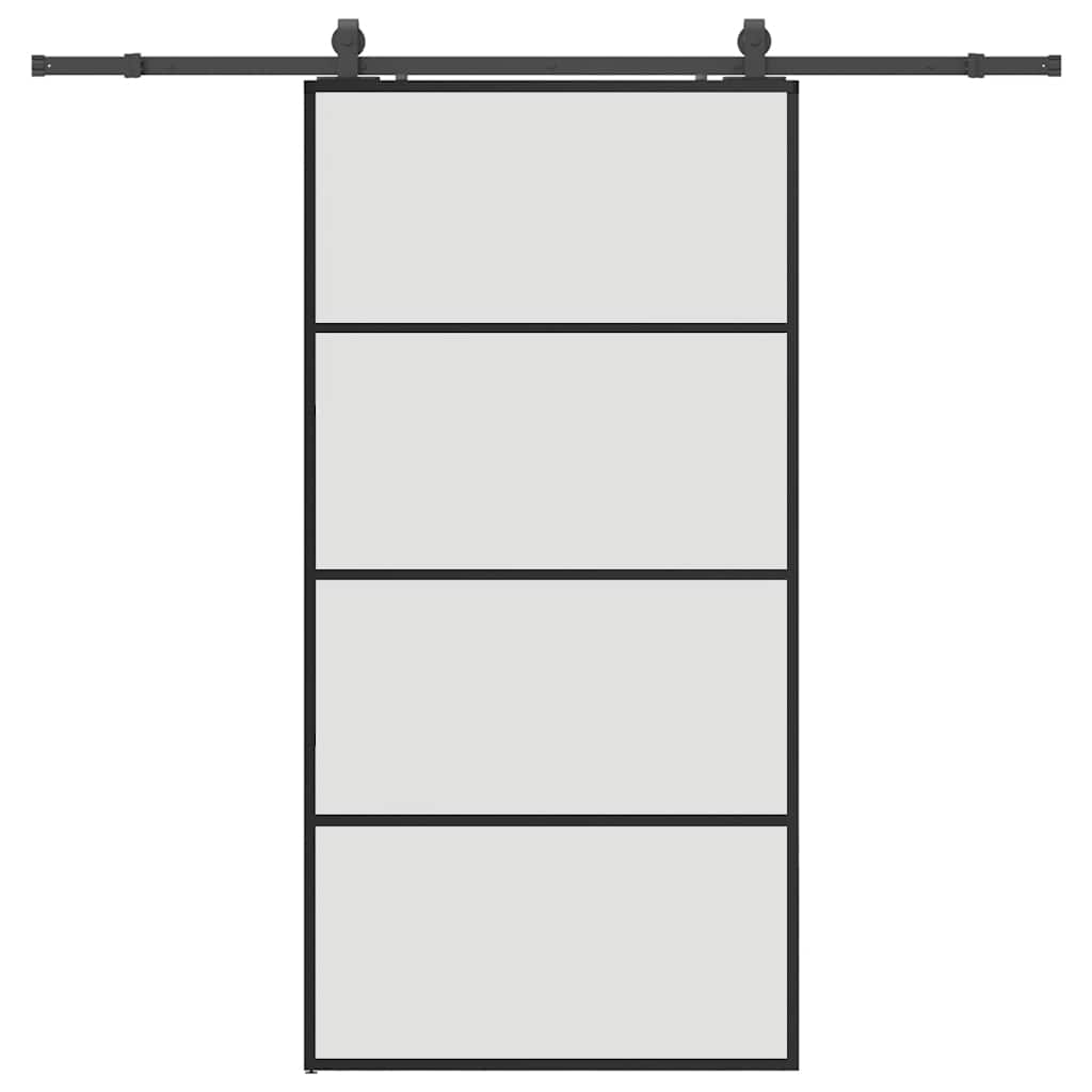 Schiebetür mit Beschlag Schwarz 76x205 cm ESG-Glas
