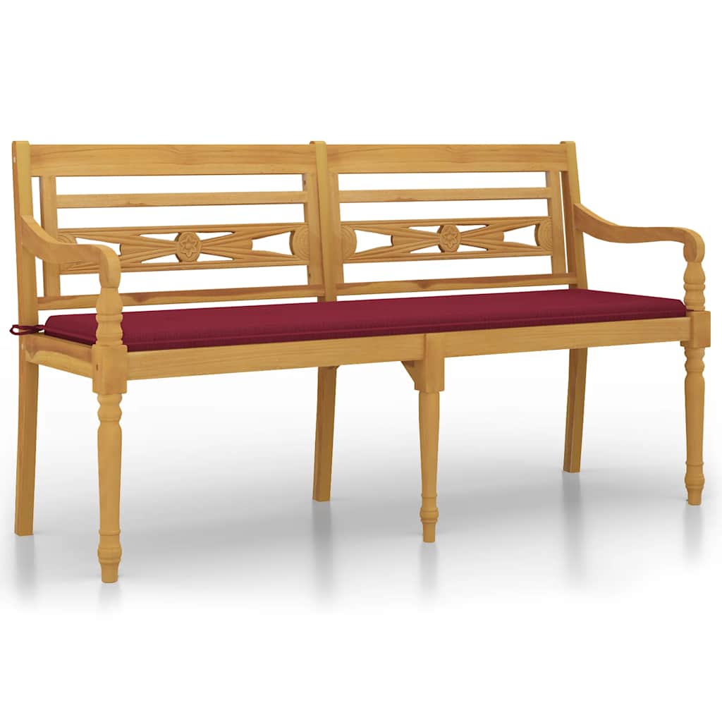 Batavia-Gartenbank mit Anthrazit Kissen 120 cm Teak Massivholz