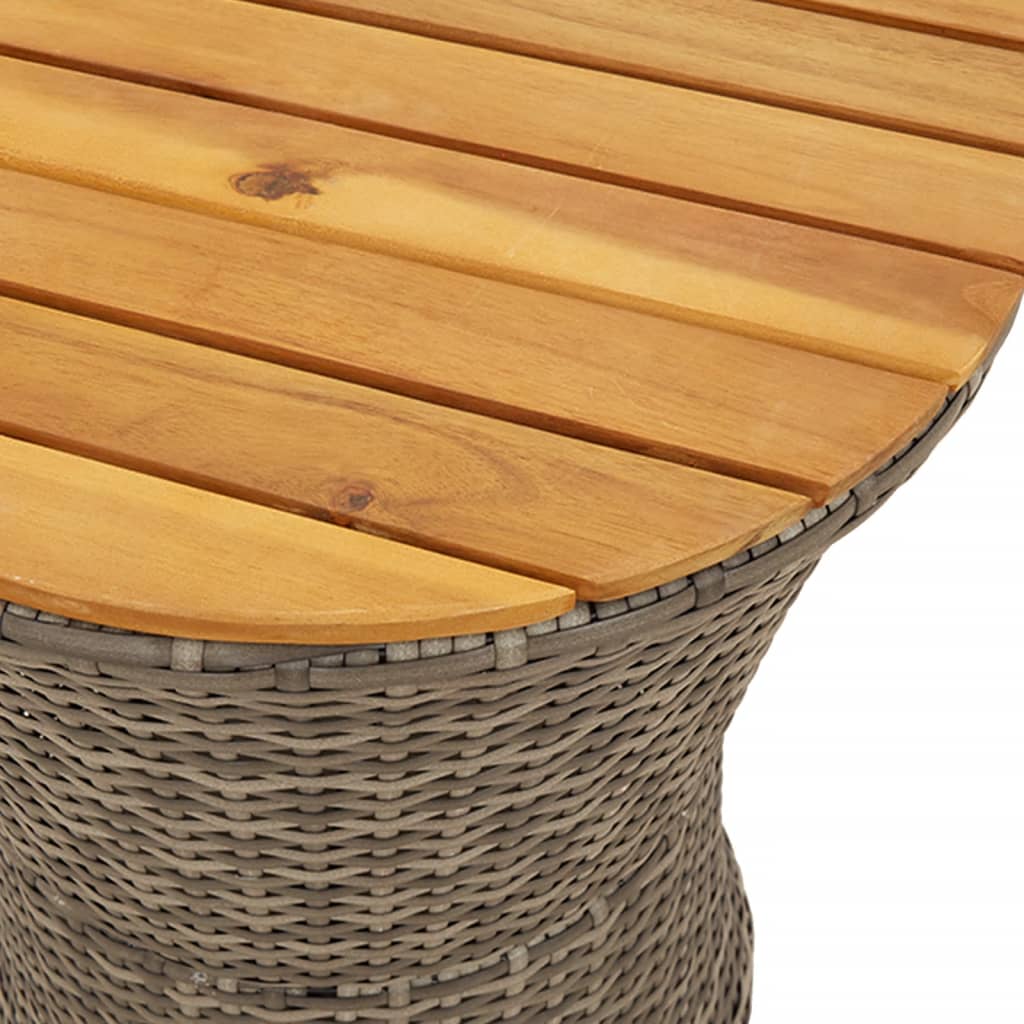 Garten-Beistelltisch Trommelform Schwarz Poly Rattan Massivholz