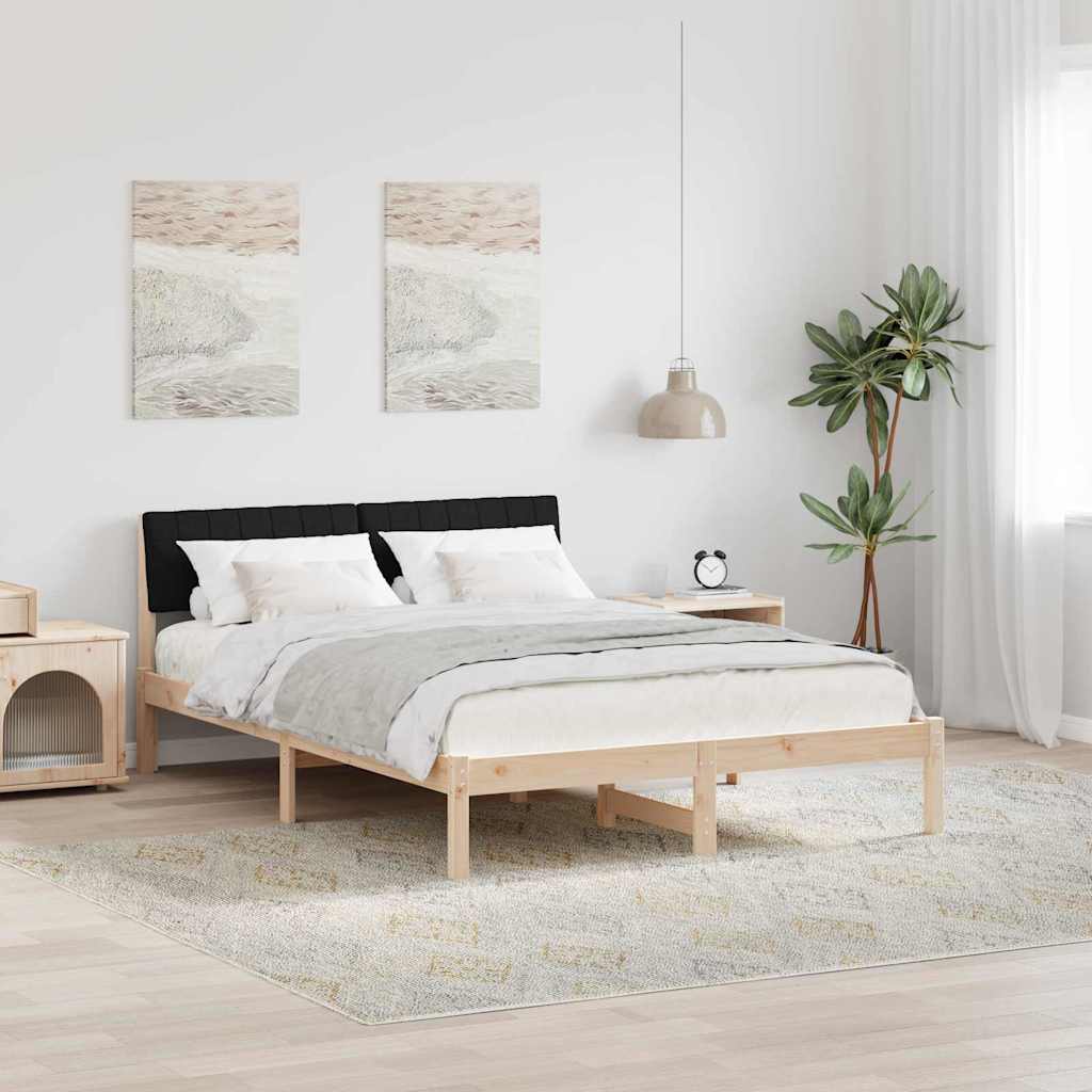 Bettgestell Braun und hellgrau 200 x 200 cm Massivholz Kiefer