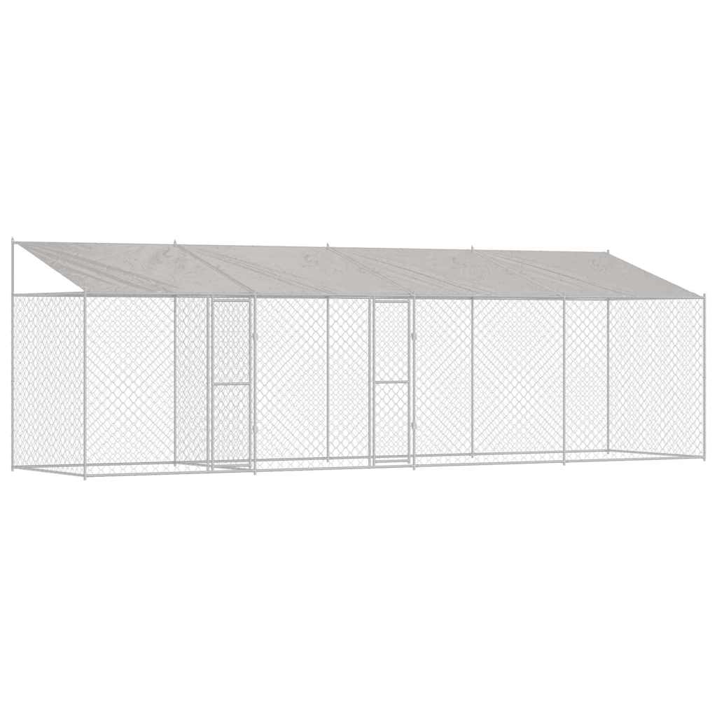 Hundezwinger mit Dach und Tür Grau 2x2x2 m Verzinkter Stahl