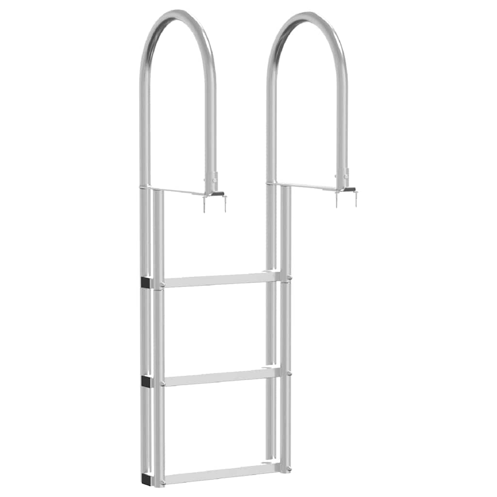 3-Stufen Dockleiter Silber 45 x 11,5 x 134 cm Aluminium