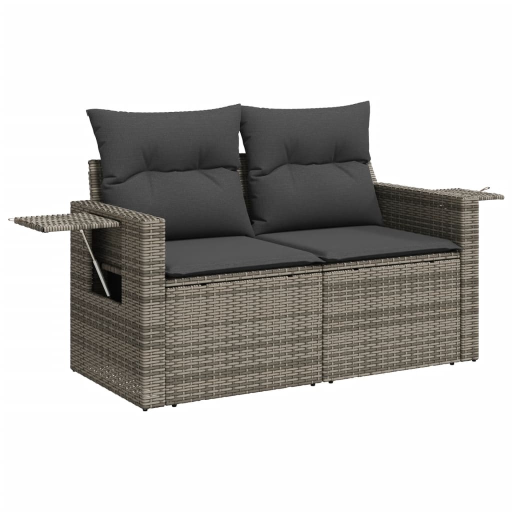 10-tlg. Garten-Sofagarnitur mit Kissen Schwarz Poly Rattan