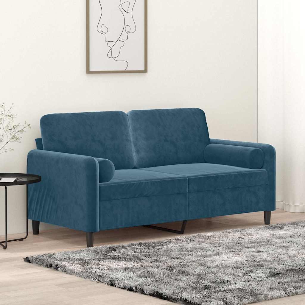 2-Sitzer-Sofa mit Zierkissen Dunkelgrün 120 cm Samt