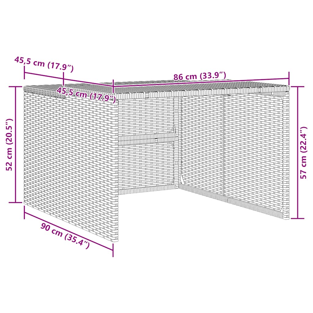 Mähroboter-Garage Schwarz 86x90x52/57 cm Poly Rattan