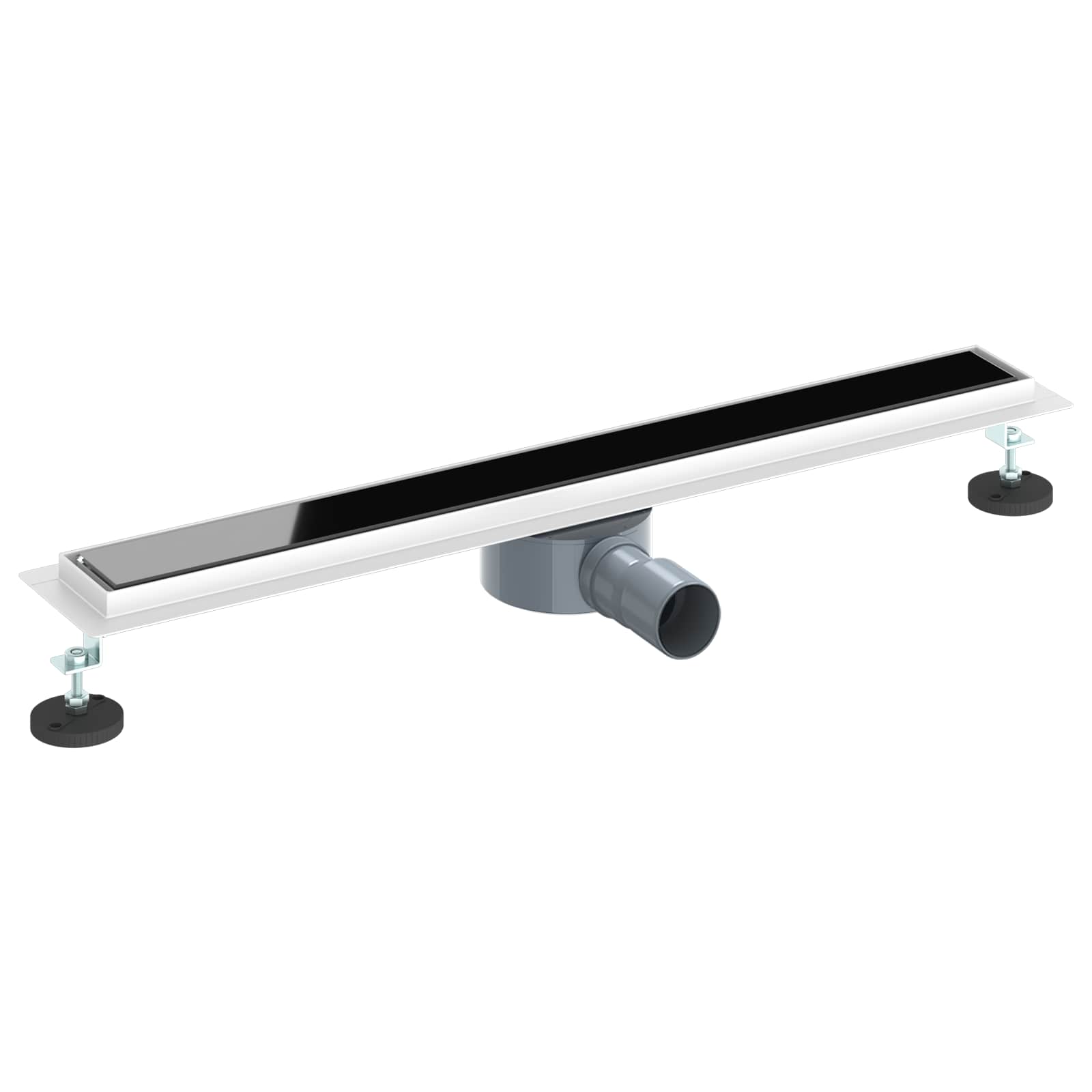 Duschabfluss mit Glashülle und 360° Siphon Schwarz 50 cm