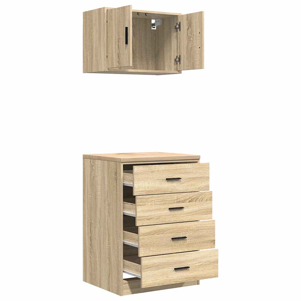 Garagenschränke 2 Stk. Schwarz Holzwerkstoff