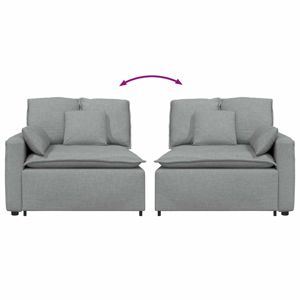 Modulares Sofa Endmodul mit Armlehne Kissen Hellgrau 100 cm