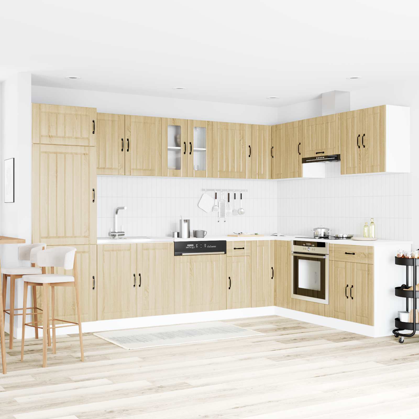 Waschbecken-Unterschrank mit Tür Lucca 2 pcs Weiß Holzwerkstoff