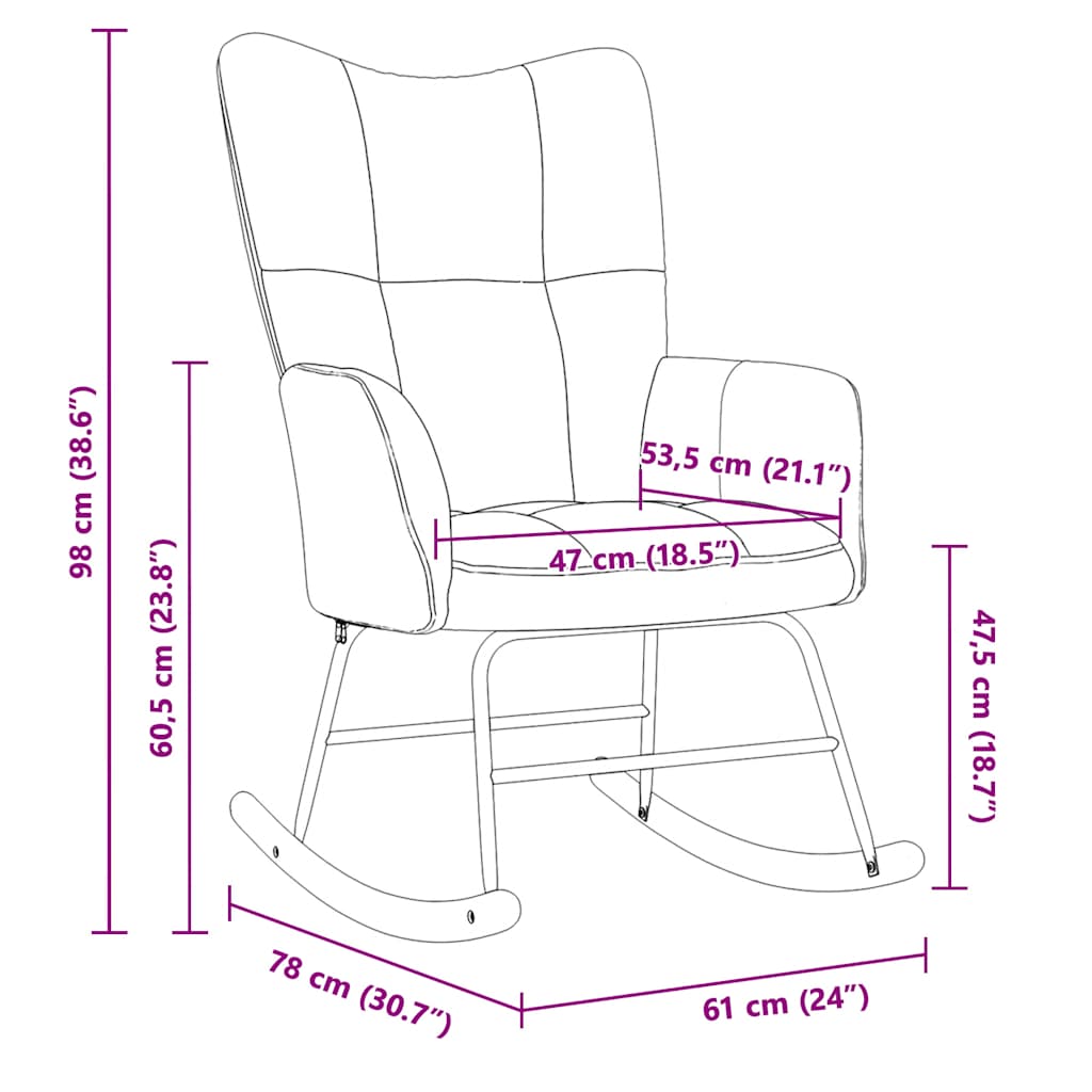 Schaukelstuhl Dunkelgrau Samt
