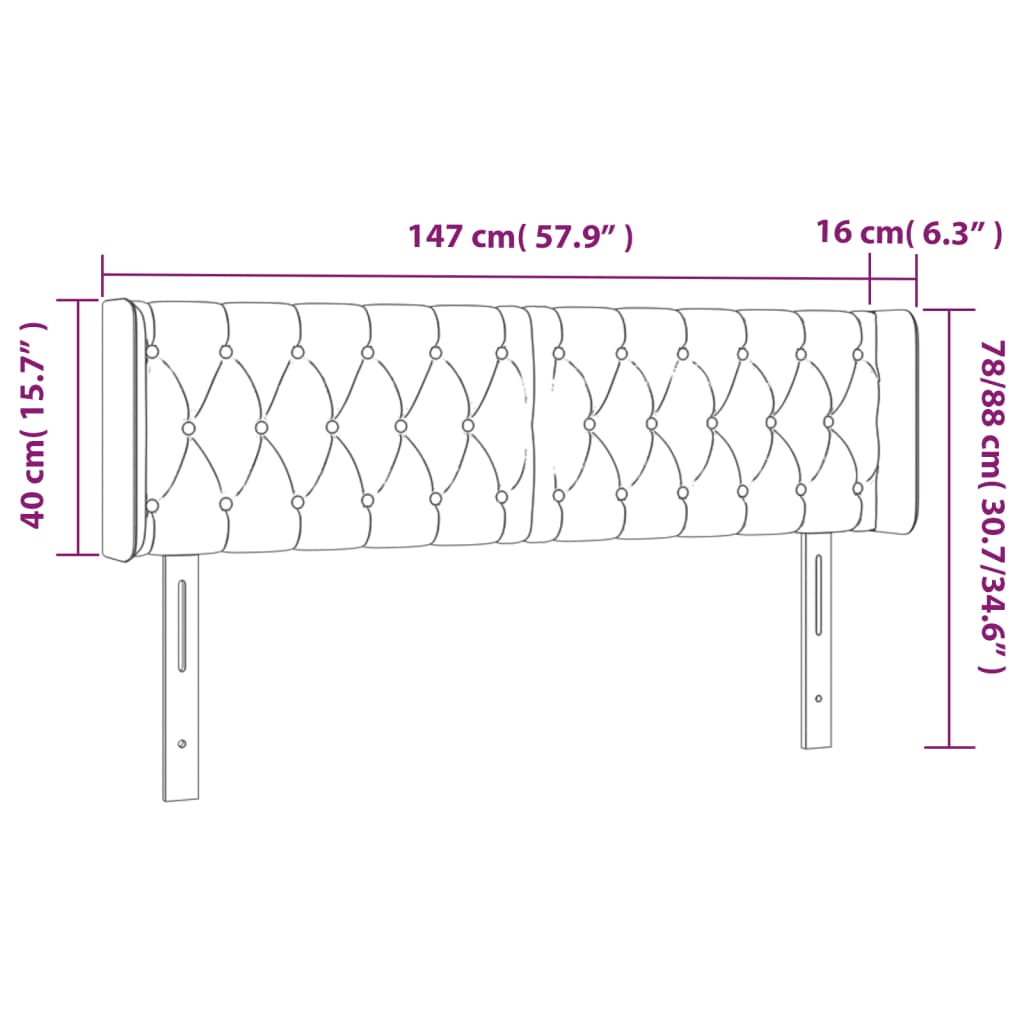 Kopfteil mit Ohren Dunkelblau 93x16x78/88 cm Samt
